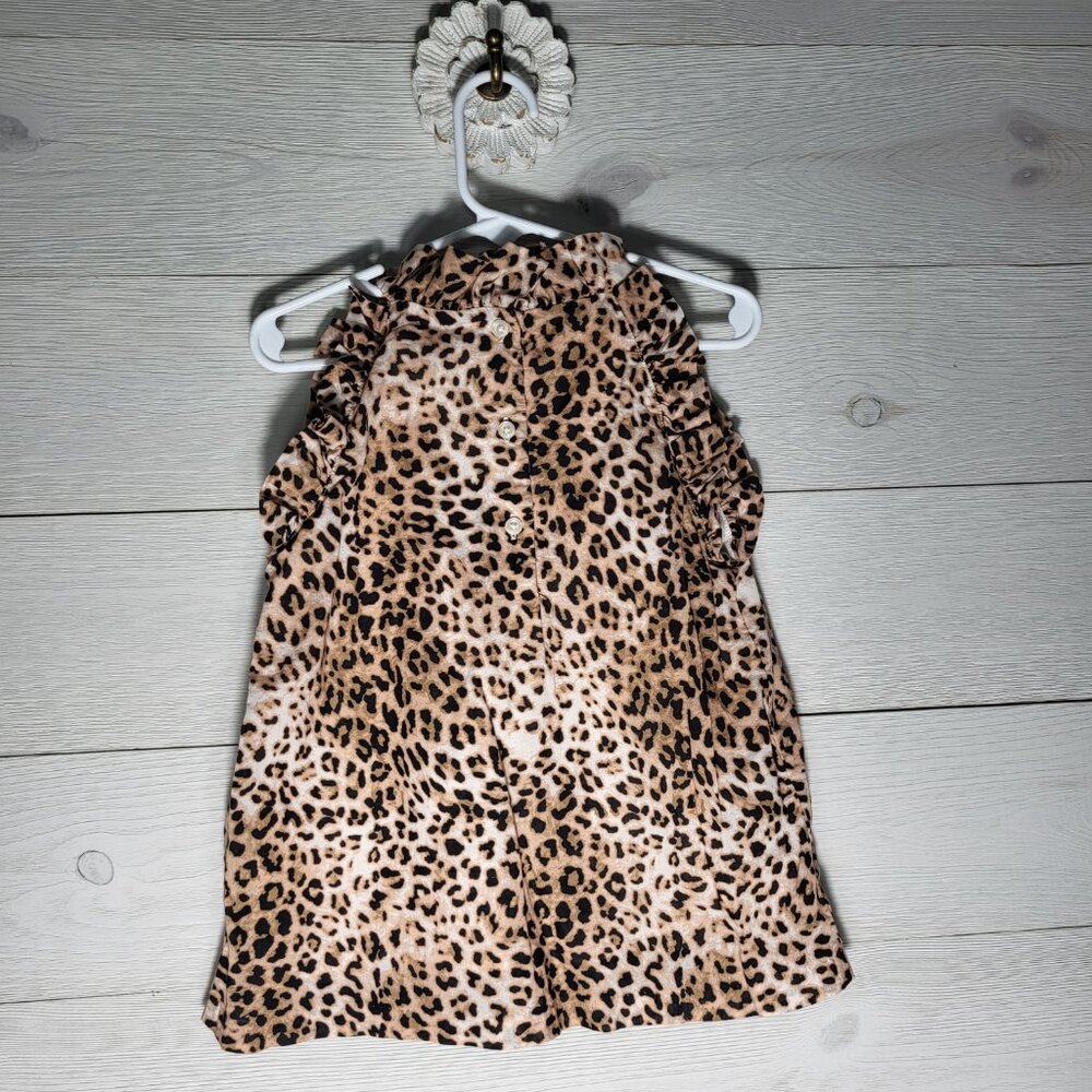 Janie & Jack Girl's Top Leopard Cheetah Ruffle Cotton Tunic. - Picture 4 of 6